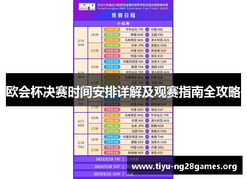 欧会杯决赛时间安排详解及观赛指南全攻略 欧会杯决赛时间安排详解及观赛指南全攻略