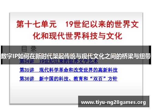 数字IP如何在新时代架起传统与现代文化之间的桥梁与纽带